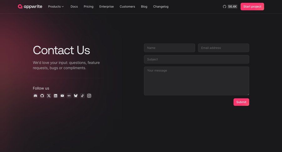 Appwrite
				form ui page example