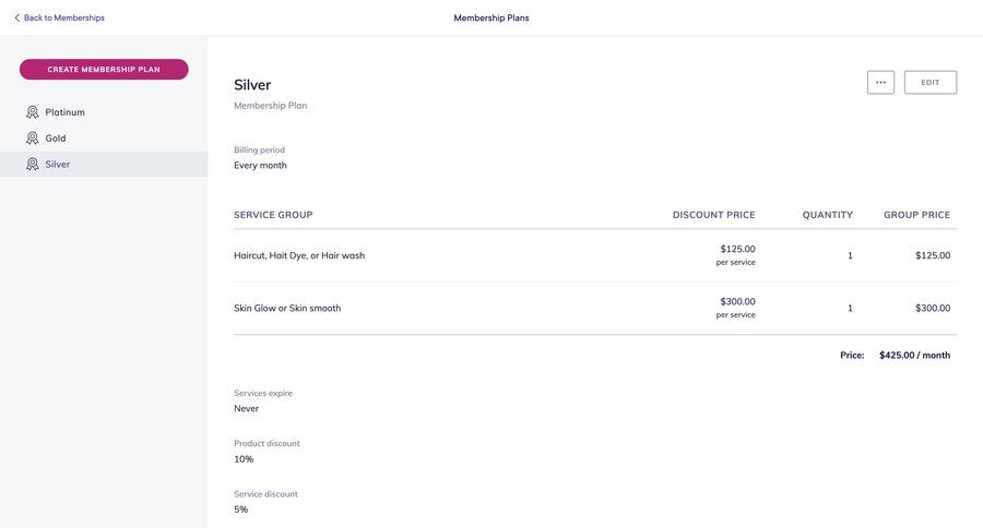 Mangomint
			 account management subscription management hierarchical navigation sidebar table ui page example