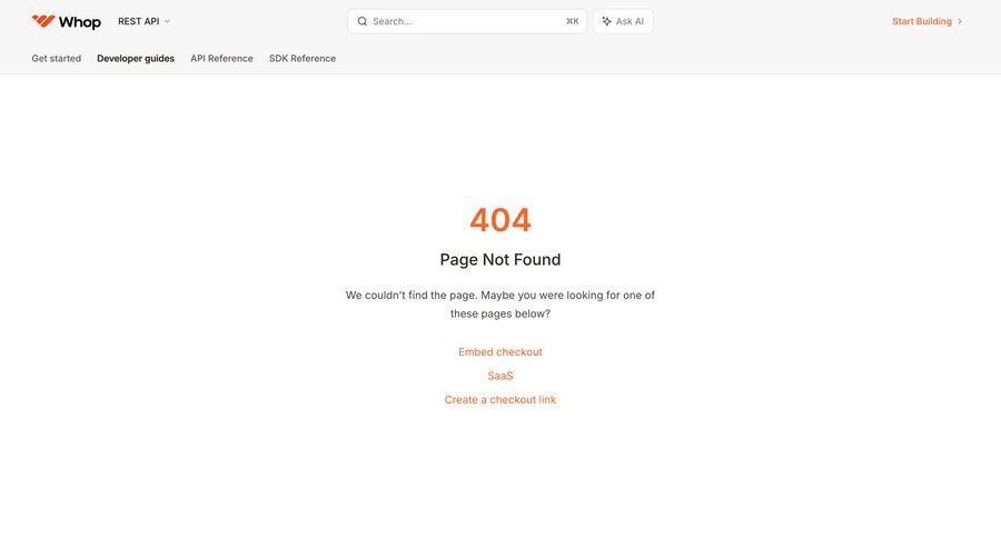 Whop
			 page not found search bar ui page example