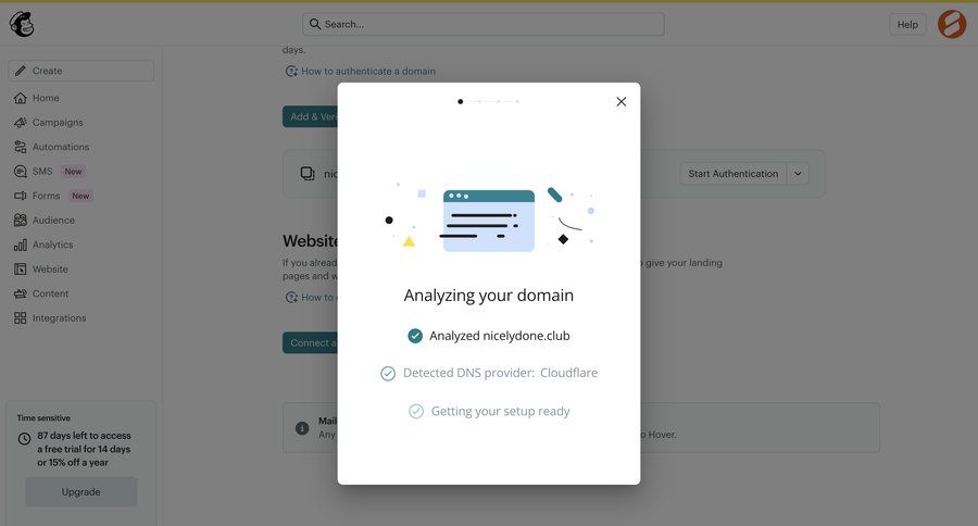 Mailchimp
			 onboarding modal ui page example