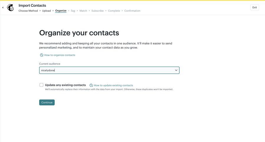 Mailchimp
			 list management ui page example