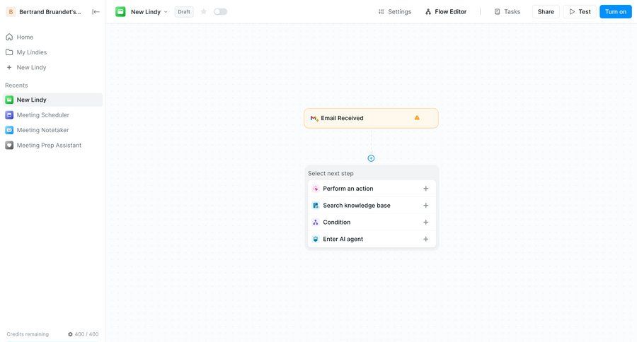 Lindy
			 task management sidebar navigation artificial intelligence grid workflow onboarding automation editor workflow automation full-screen layout task completion sidebar create ui page example