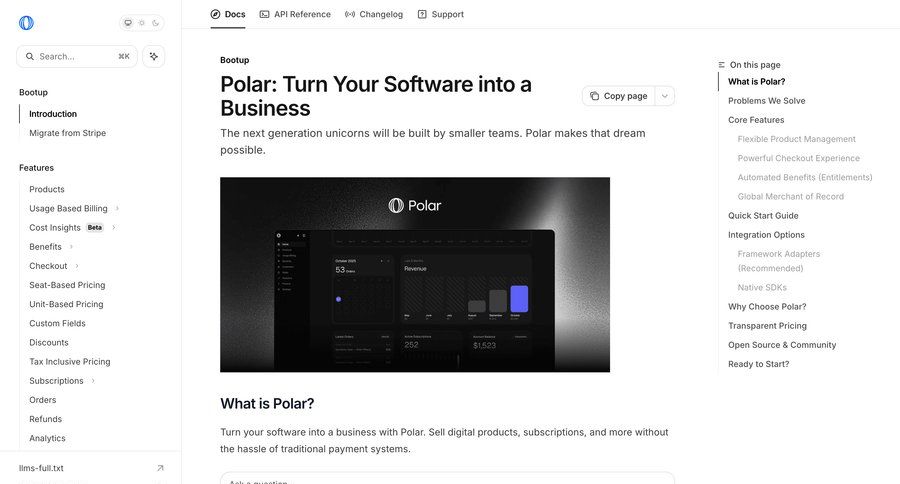 Polar
				documentation ui page example