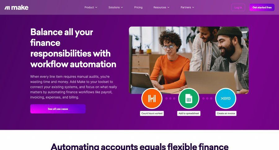 Make
			 workflow automation expense management b2b saas ui page example