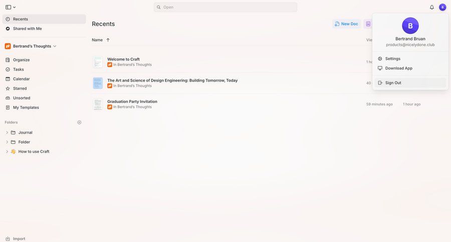 Craft
			 dashboard sidebar navigation account management account settings document management content discovery user data document list navigation menu menu ui page example