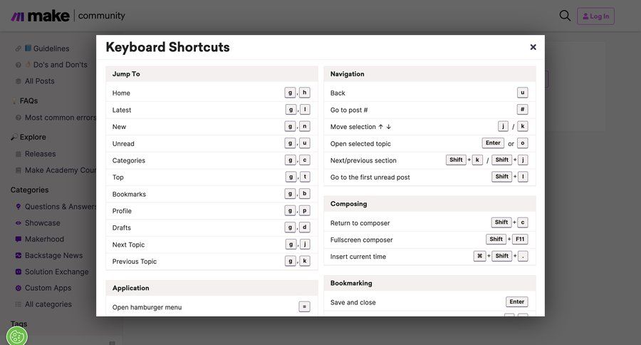 Make
			modal & popover keyboard shortcuts call to action keyboard shortcuts shortcuts hotkeys quick actions quick keys search results ui page example