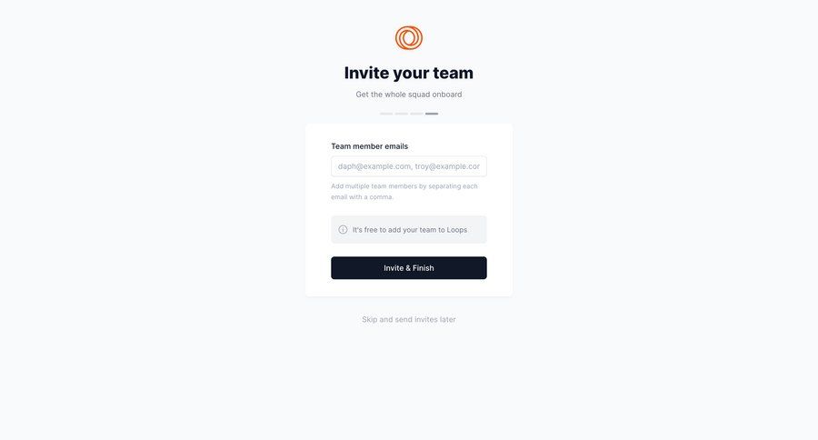 Loops
				onboarding ui page example