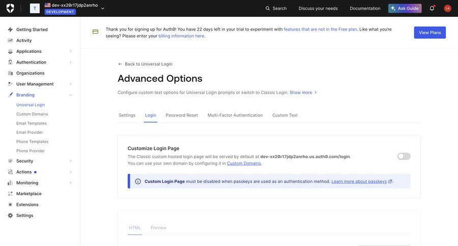 Auth0
			 configuration settings sidebar navigation user management customize account settings authentication save changes code editing getting started login sidebar connection auth chrome extension signin login page advanced search suggestion ui page example