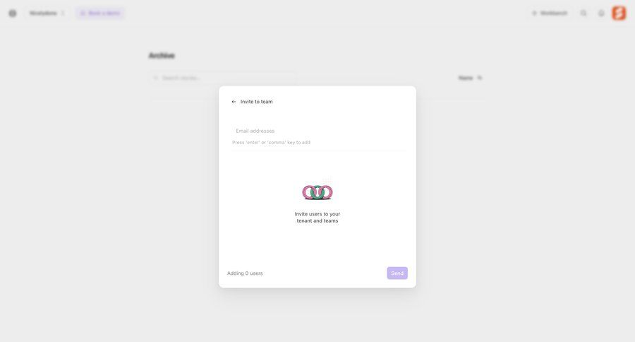 Tines
			 team collaboration user management form user invitation send invitation ui page example