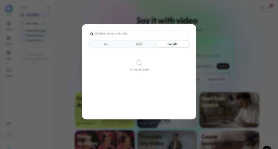HeyGen
			empty state search modal & popover global search ui page example