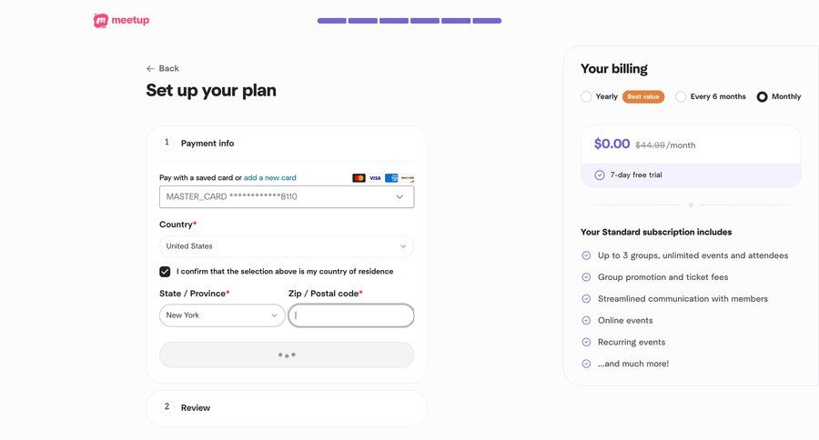 Meetup
				checkout ui page example