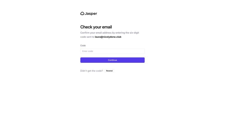 Jasper
			signin verification artificial intelligence onboarding form confirmation authentication email verification ui page example