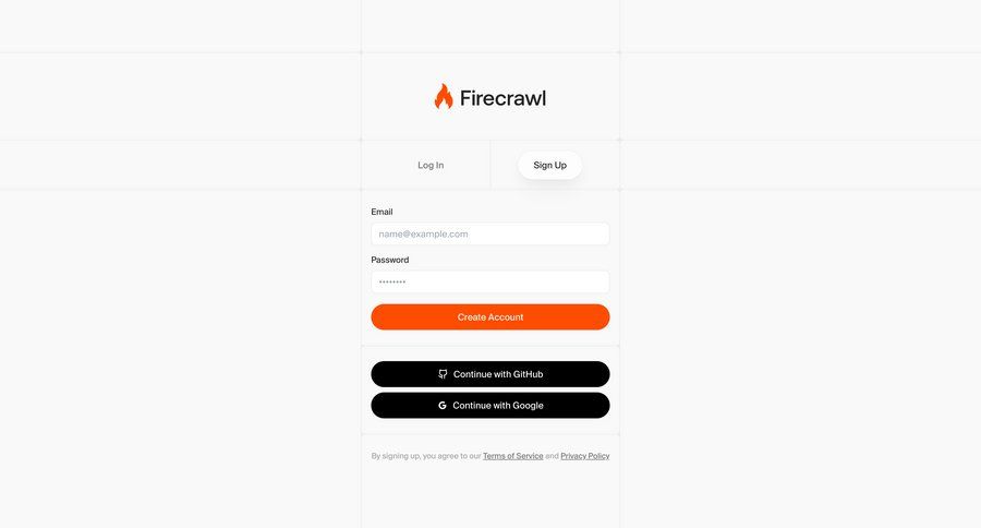 Firecrawl
			signin signup onboarding form form user authentication account creation authentication ui page example
