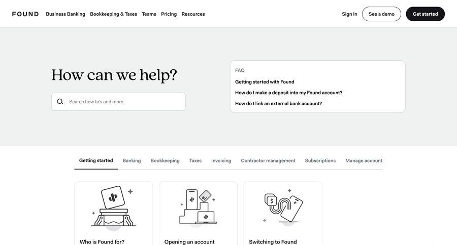Found
				support / help center ui page example
