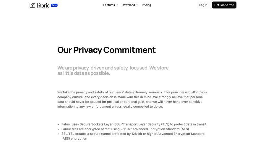 Fabric
				privacy policy ui page example