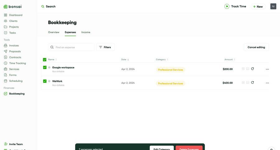 Bonsai
			list bulk actions sidebar navigation delete finance bulk import bulk delete bulk edit bulk archive call to action sidebar menu table date filter ui page example