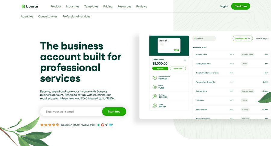 Bonsai
			 expense management virtual assistant payment method trial checkout free trial free account free templates audit log homepage home page testimonials affiliate program ui page example