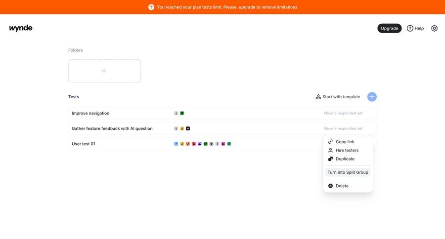 Wynde
			 dashboard project management delete alert create menu duplicate ui page example