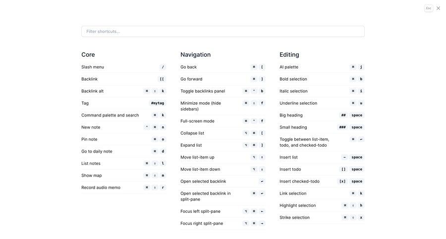 Reflect
			keyboard shortcuts settings keyboard shortcuts shortcuts hotkeys quick actions quick keys command k ui page example