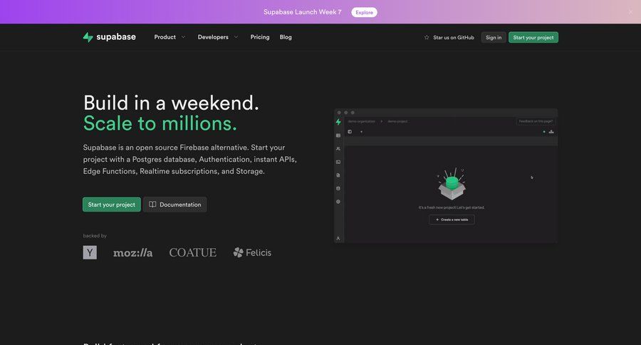 Supabase
				 page example