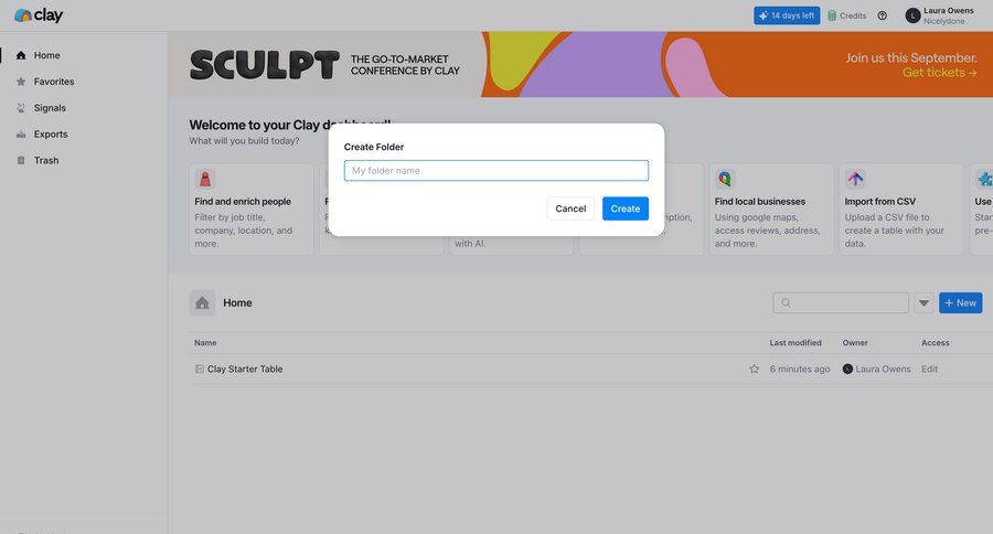 Clay
			 trial banner quick actions ui page example