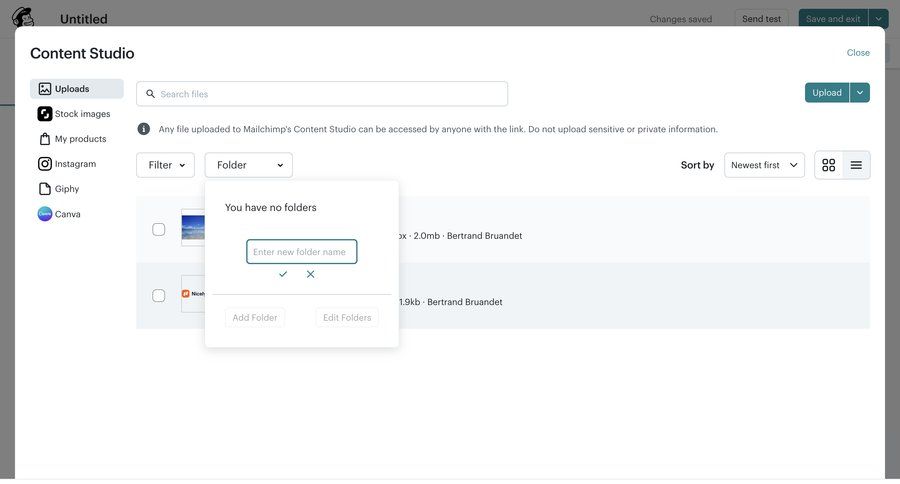 Mailchimp
			 file upload modal ui page example
