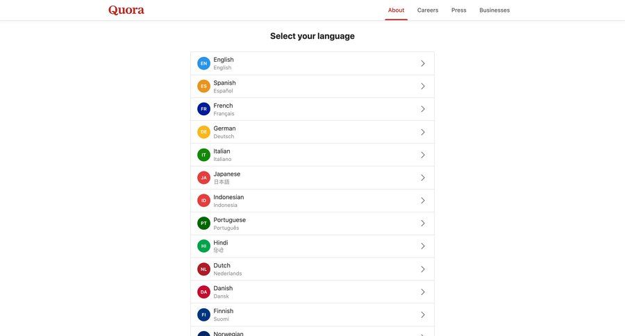 Quora
				settings ui page example