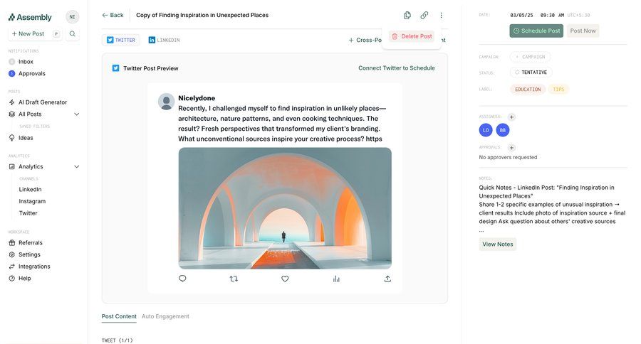 Assembly
			tools content workspace settings content management team collaboration right sidebar content scheduling sidebar analytics ui page example