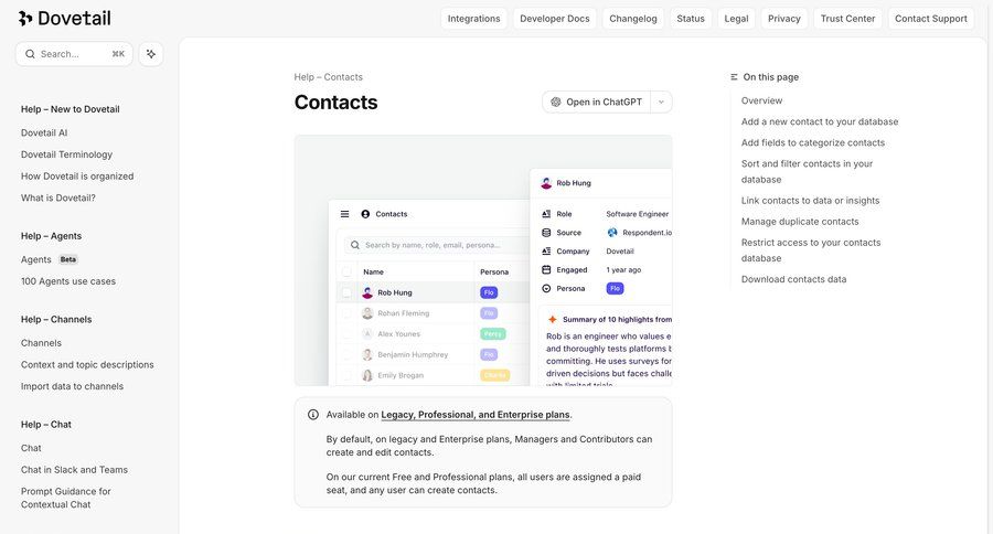 Dovetail
				list ui page example