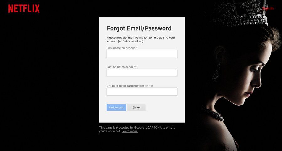 Netflix
				password reset page example