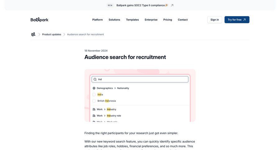 Ballpark
			 user role call to action product update announcement contact us alternatives changelog update marketing website design b2b website ui page example