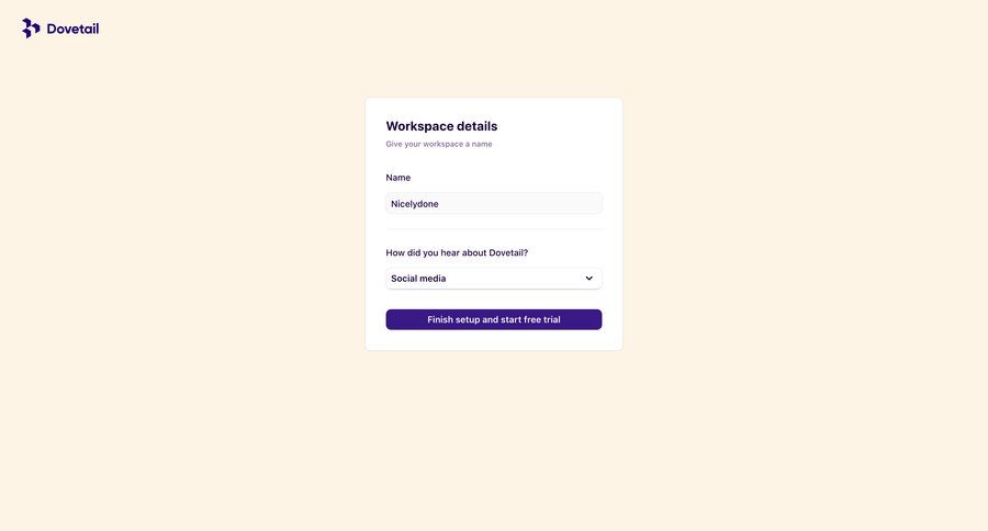 Dovetail
				signup page example