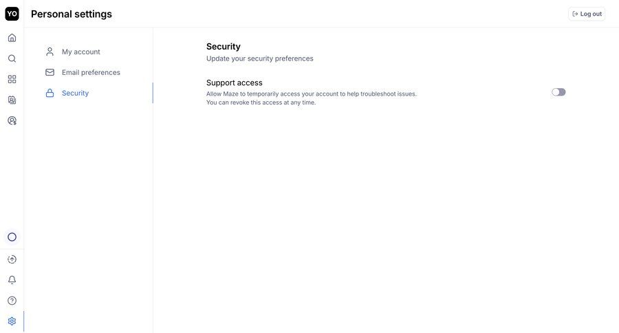 Maze
			 settings sidebar navigation account management user account sidebar security detail view ui page example