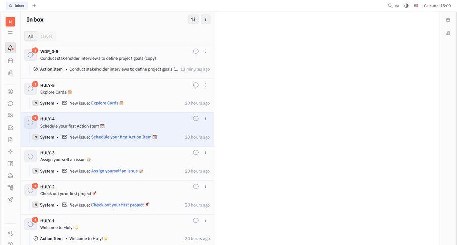 Huly
			 task management project management grid onboarding inbox sidebar communication ui page example