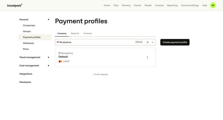 Travelperk
				settings page example