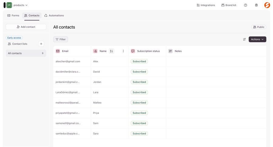 Typeform
			 audience management ui page example