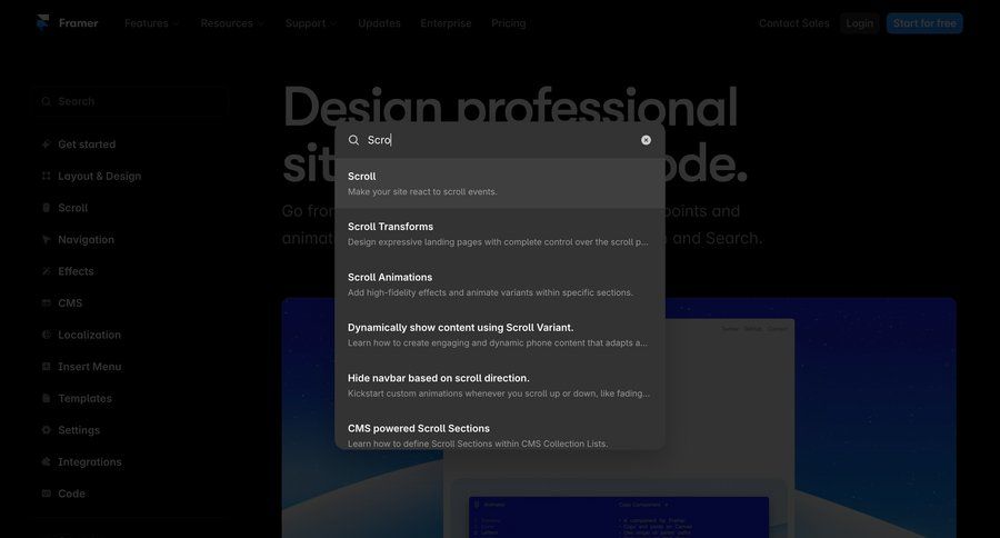 Framer
			search modal & popover command palette grid research documentation search bar accordion enterprise enterprise settings search results search menu localization ui page example