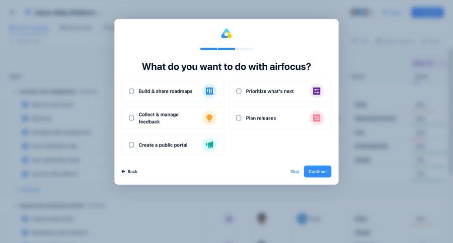 Airfocus
				onboarding page example