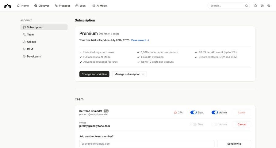 The org
			billing settings settings team collaboration dashboard sidebar navigation account management grid account setup progress indicator account settings subscription management credits integration progress bar ui page example