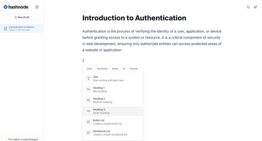 Hashnode
			 content management sidebar navigation editor modal interaction wysiwyg sidebar editorial blog post news article feature article markdown editor ui page example