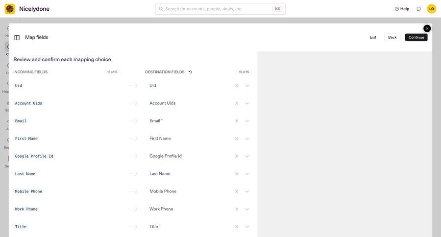 Outseta
			 modal screen data management configuration data mapping ui page example