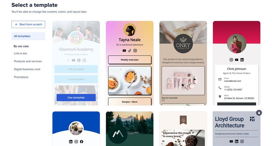 Bitly
			 grid design full-screen layout template customization template selection setup on boarding card layout ui page example