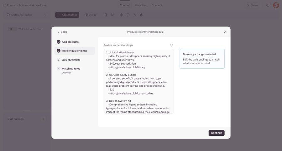 Typeform
				modal & popover ui page example