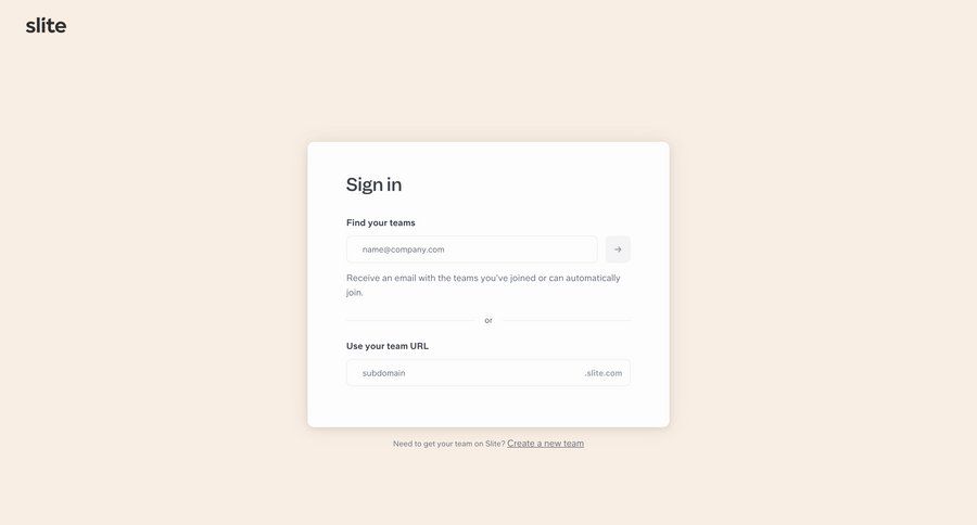 Slite
			signin form collaboration form user authentication authentication sign in ui page example