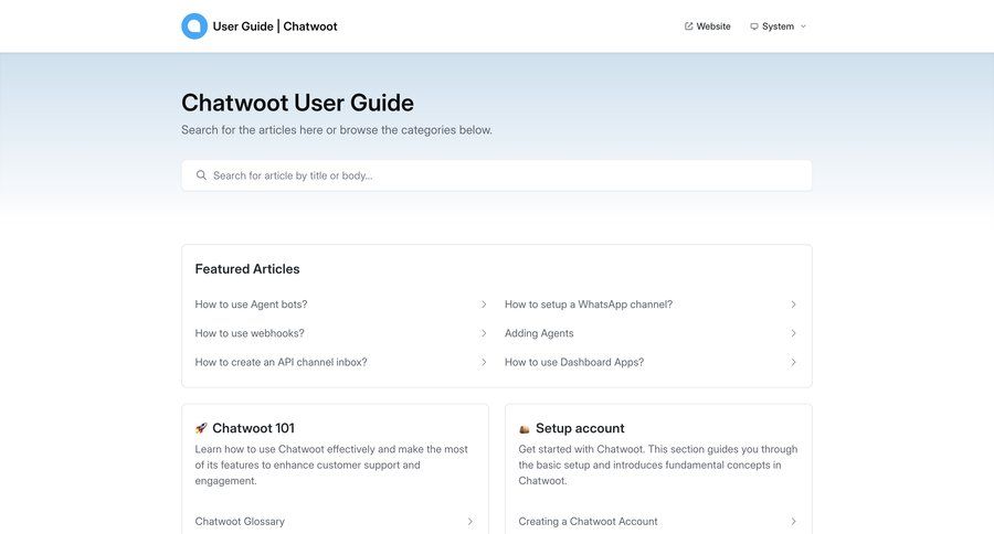 Chatwoot
			 knowledge base ui page example