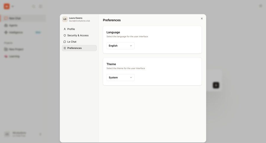 Mistral
				settings ui page example