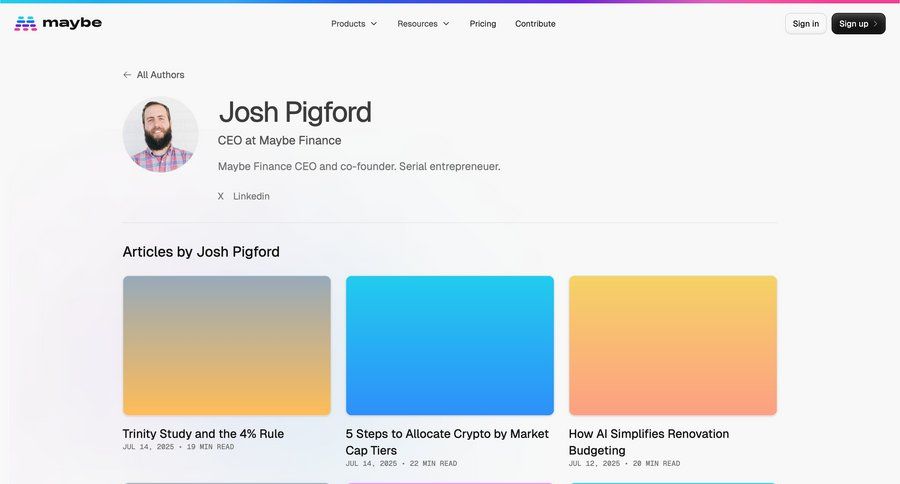 Maybe Finance
				profile ui page example