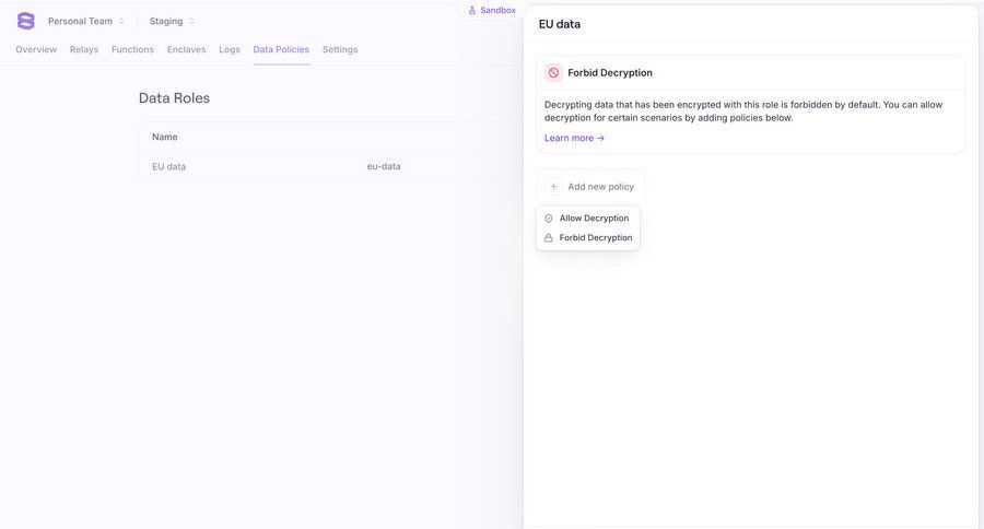 Evervault
			 settings access control table data security version control configuration product details parameters data governance ui page example