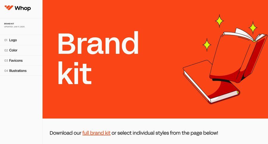 Whop
				brand resources ui page example