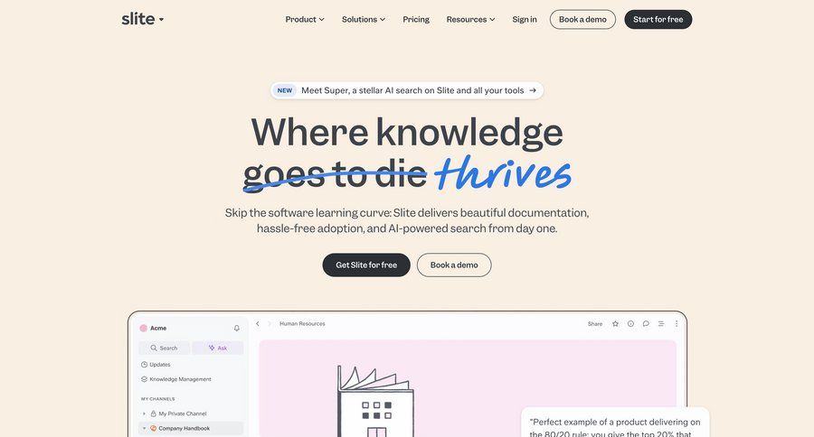 Slite screen example